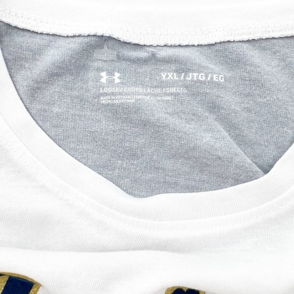 Women's Under armour White "Irish" college Long sleeve T Shirt Youth size XL NWT - Picture 7 of 12